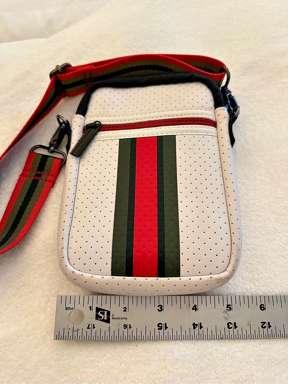 Haute Shore Casey Crossbody Striped Bag White & Red